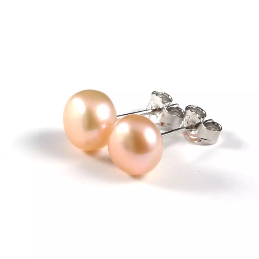 Sterling Silver Peach tone pearl studs